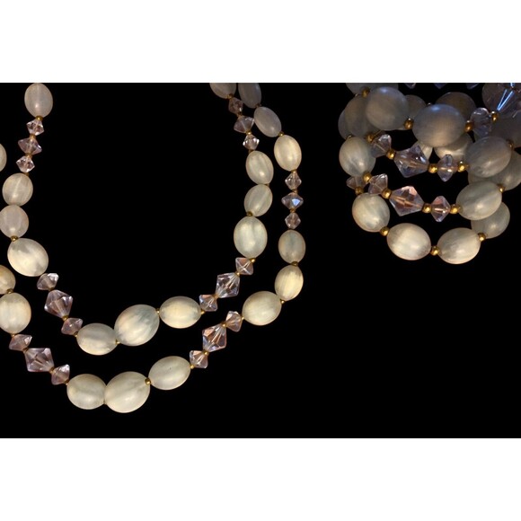 Signed LISNER Vintage Necklace and Bracelet Blue Thermoset Bead Retro Crystal - Picture 2 of 6